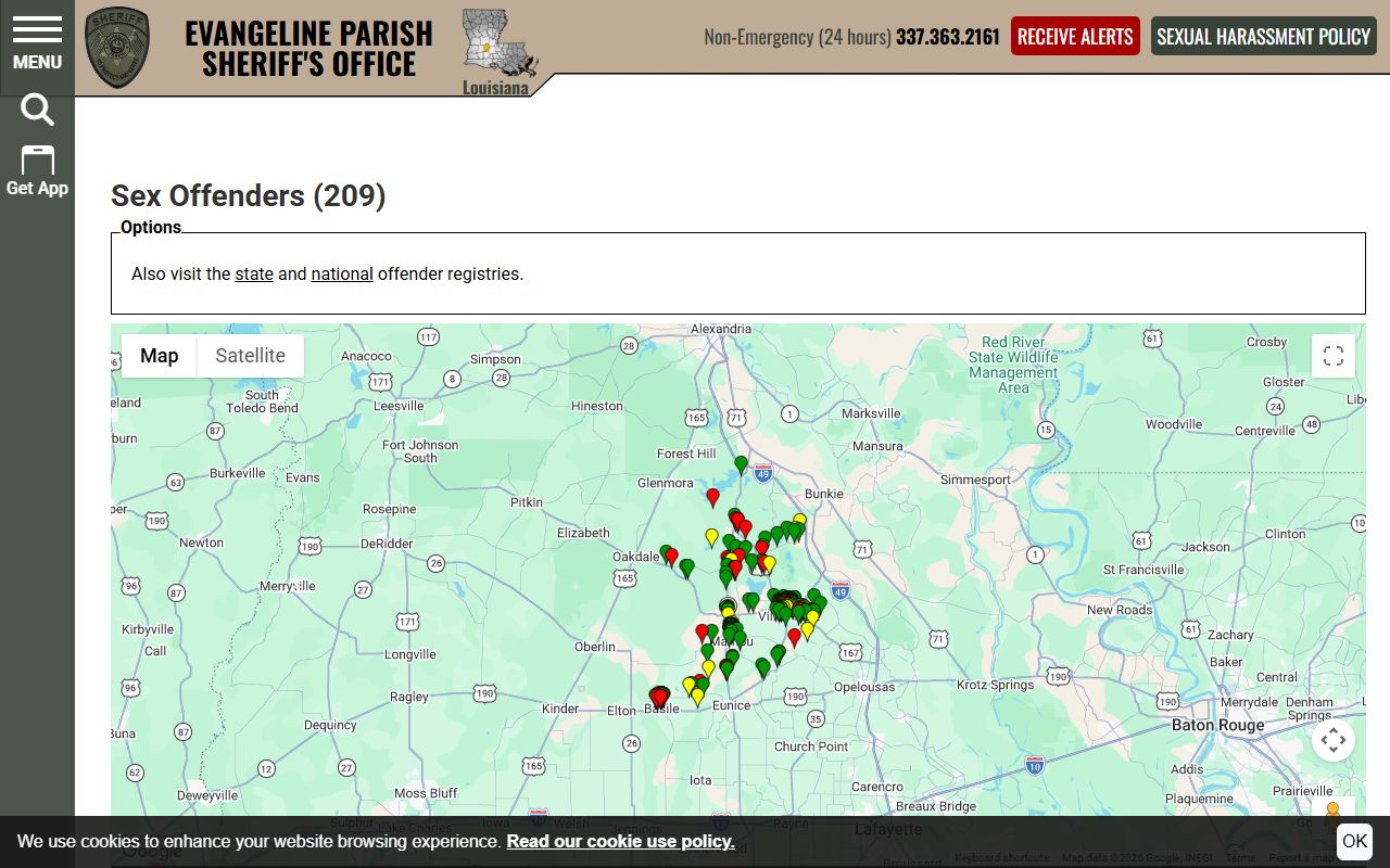 Evangeline Parish District Court records Sheriff sex offender list