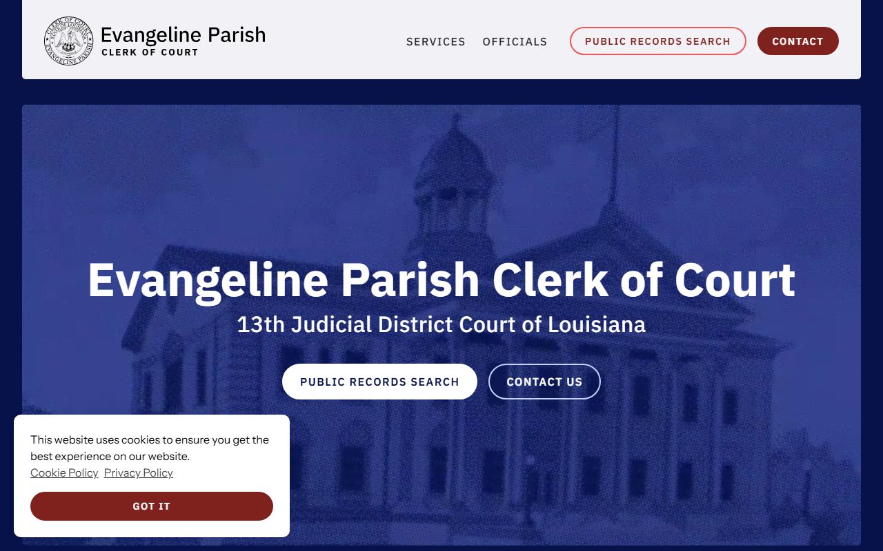 Evangeline Parish court records Clerk of Court homepage