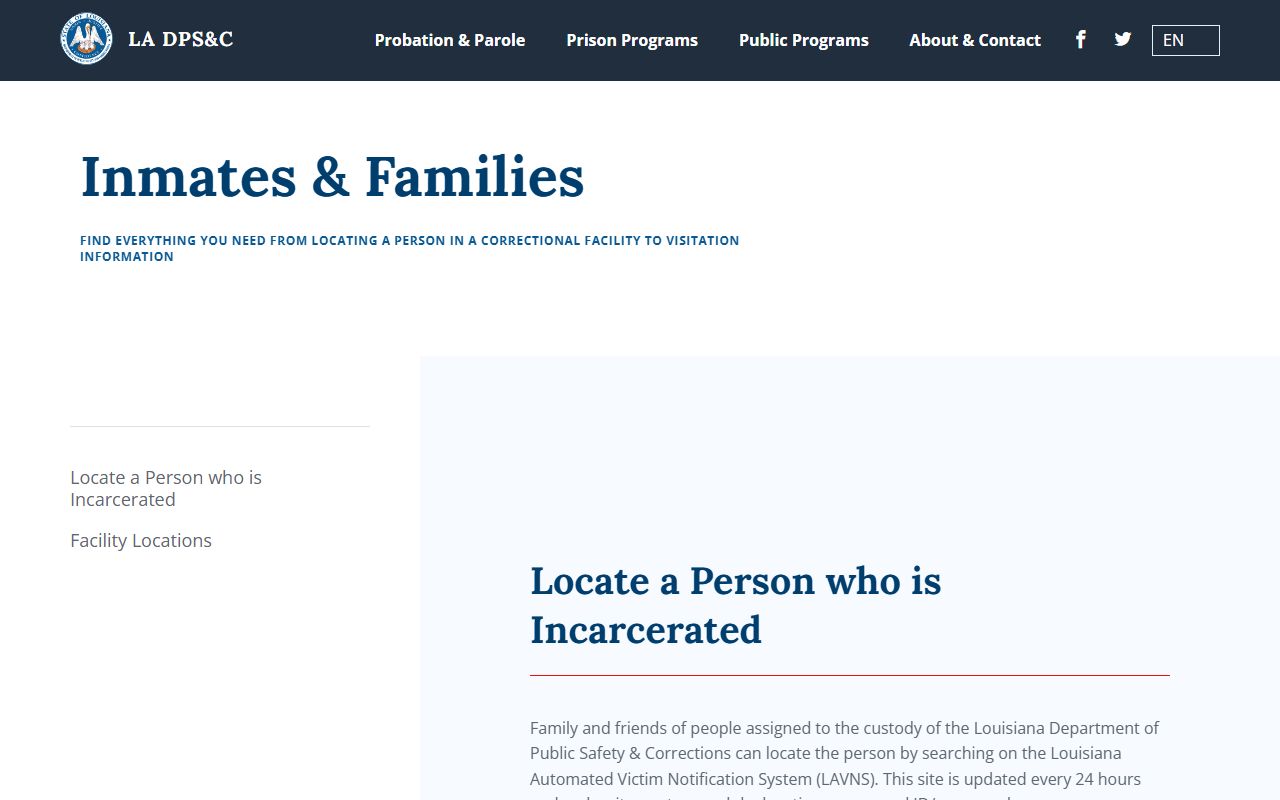 Evangeline Parish inmate search Louisiana DPSC offender information