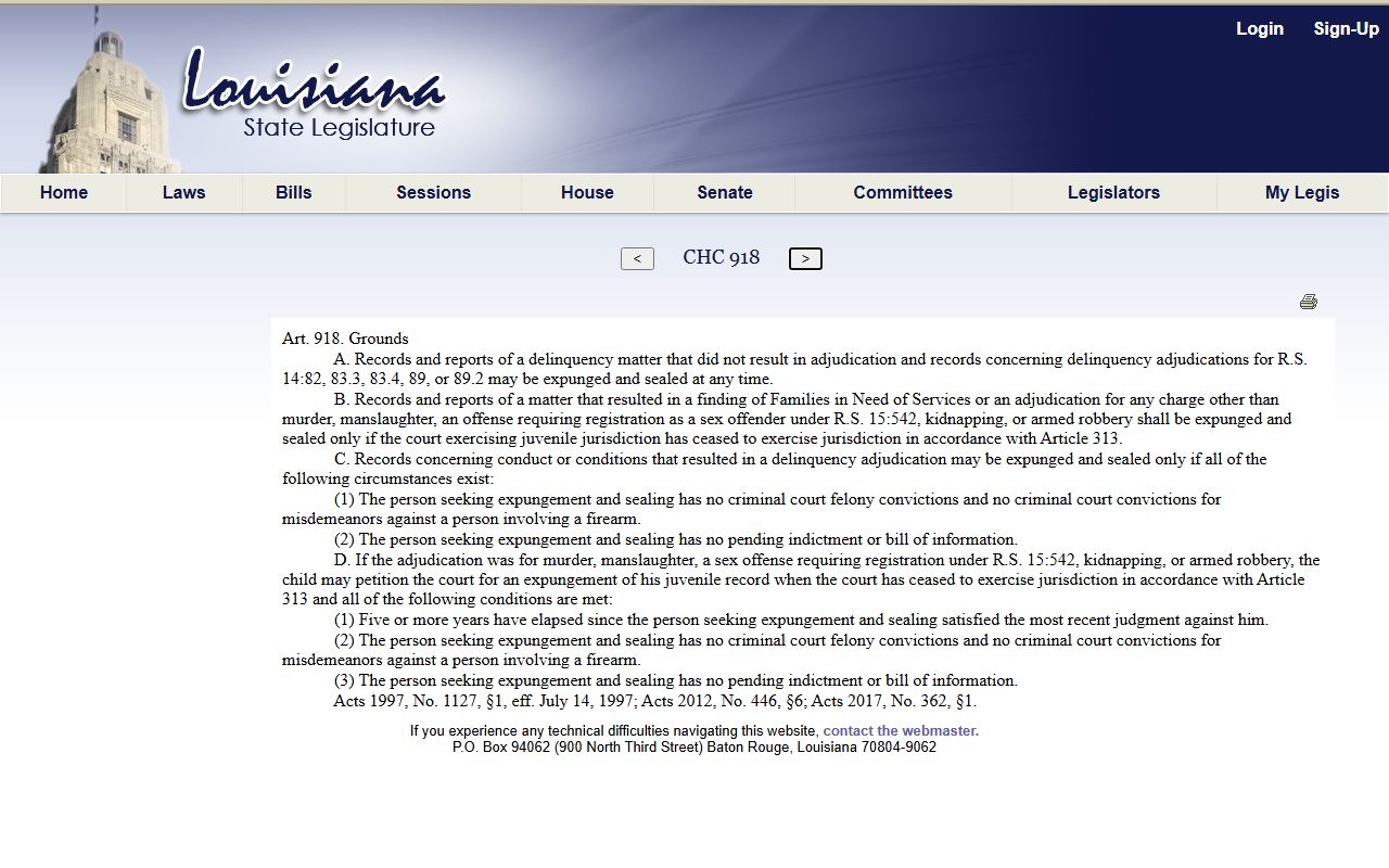 Evangeline Parish probate records Louisiana juvenile expungement eligibility source